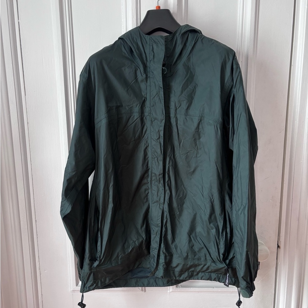 Cabelas Women’s Hooded Zip Up Velcro Packable Green Billed Windbreaker Large